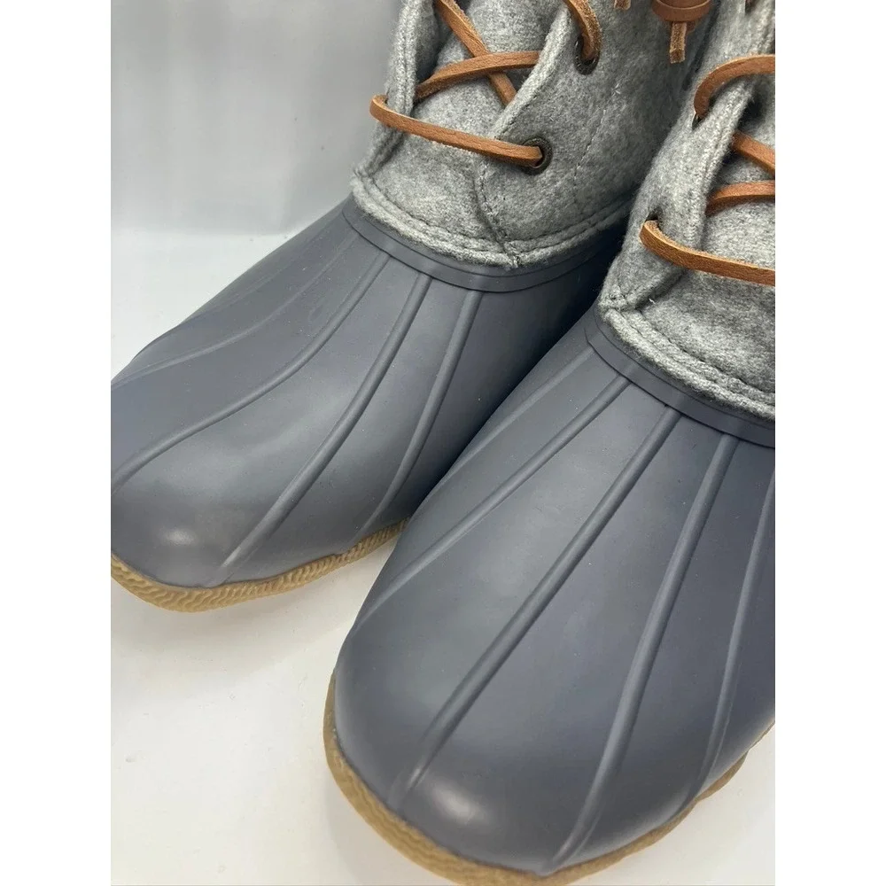 Sperry Saltwater Duck Boots Womens 10 Grey Wool Blend STS82475